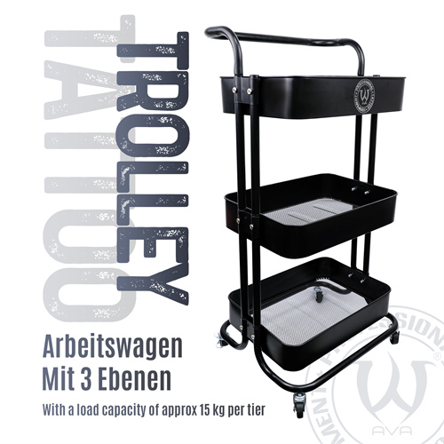 AVA NEWEST TATTOO STUDIO EQUIPMENT 3 LAYERS TROLLY BLACK